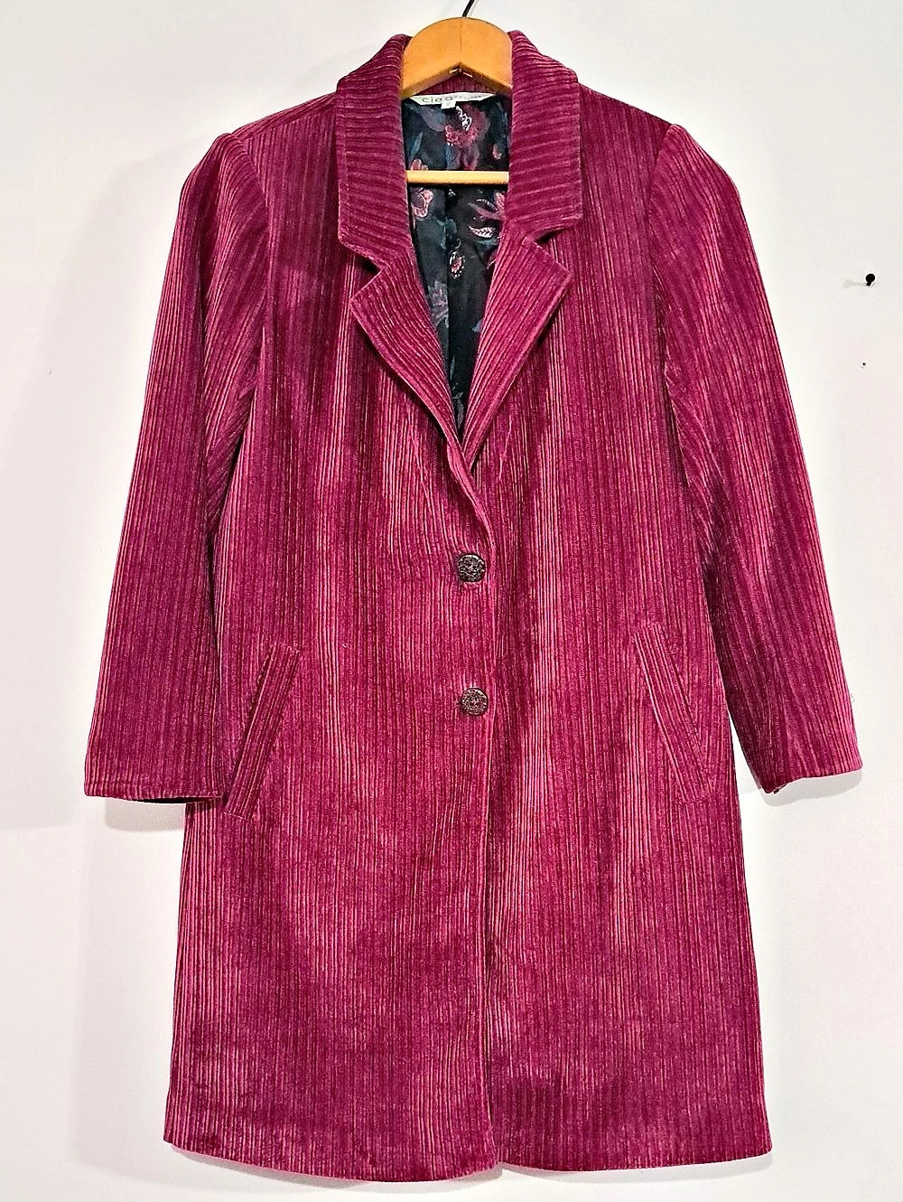 cleo petite Corduroy Coat in Fuscia Size XS Like New